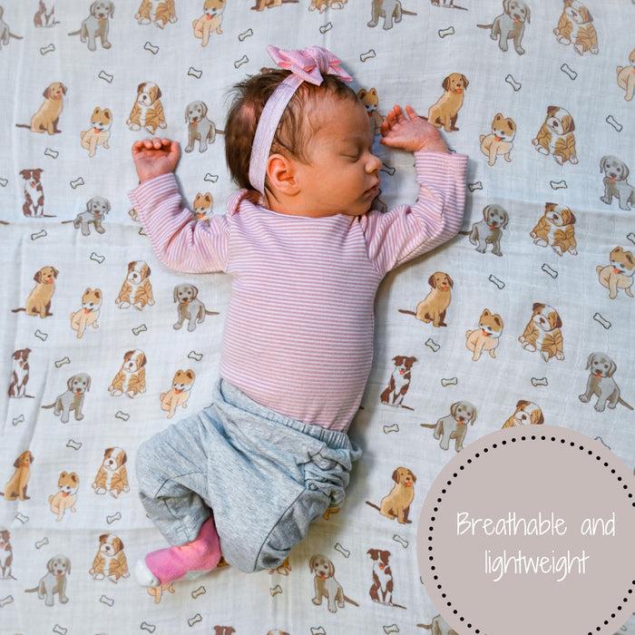 Woof Woof Baby Muslin Swaddle Blanket