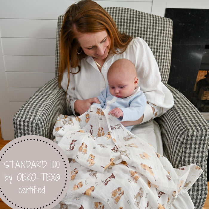 Woof Woof Baby Muslin Swaddle Blanket