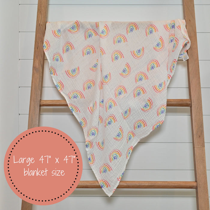 Somewhere Over The Rainbow Baby Muslin Swaddle Blanket