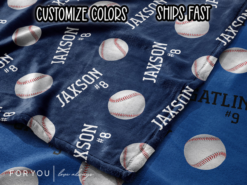 Repeating Name with Baseballs - Personalized Blanket