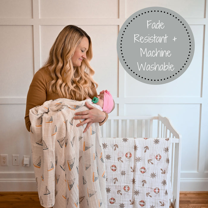 Sailing Away Baby Muslin Swaddle Blanket