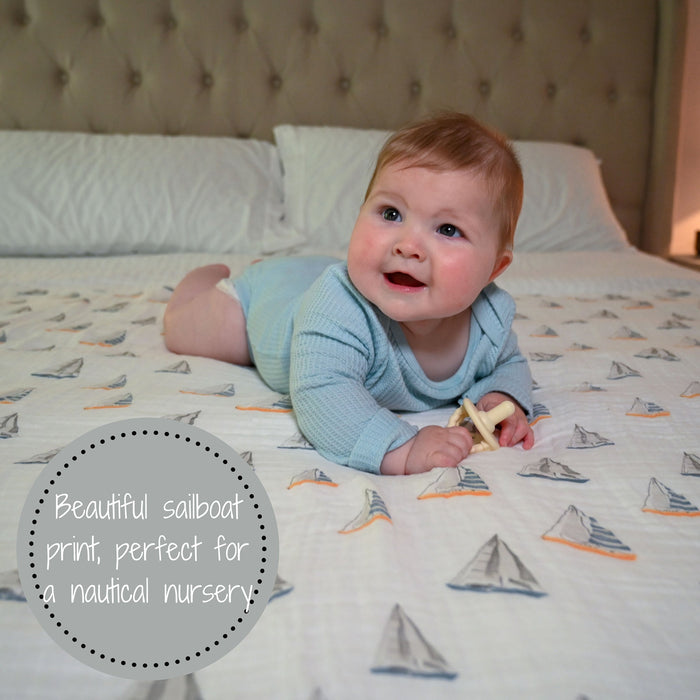 Sailing Away Baby Muslin Swaddle Blanket