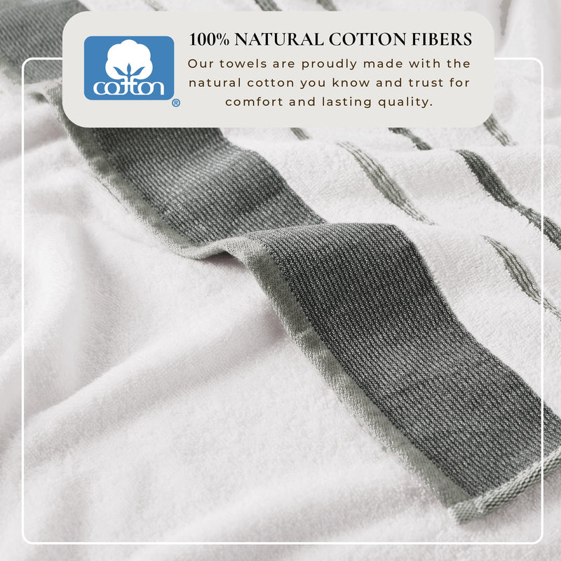 Decorative Cotton Stripe Bath Towel Set - Noelle Collection