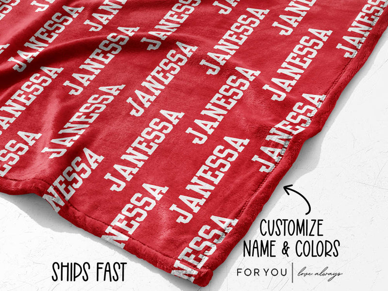 Sport Font Repeating Name - Personalized Blanket