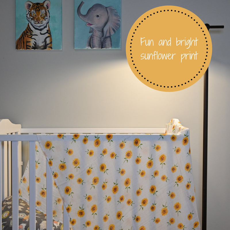 Sunflower Fields Baby Muslin Swaddle Blanket