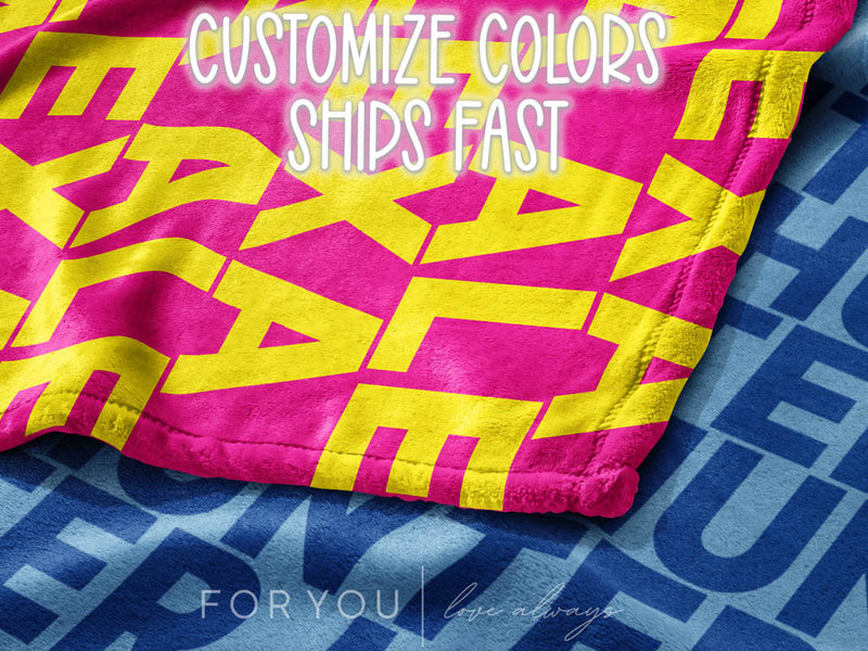 Close Block Repeating Name - Personalized Blanket