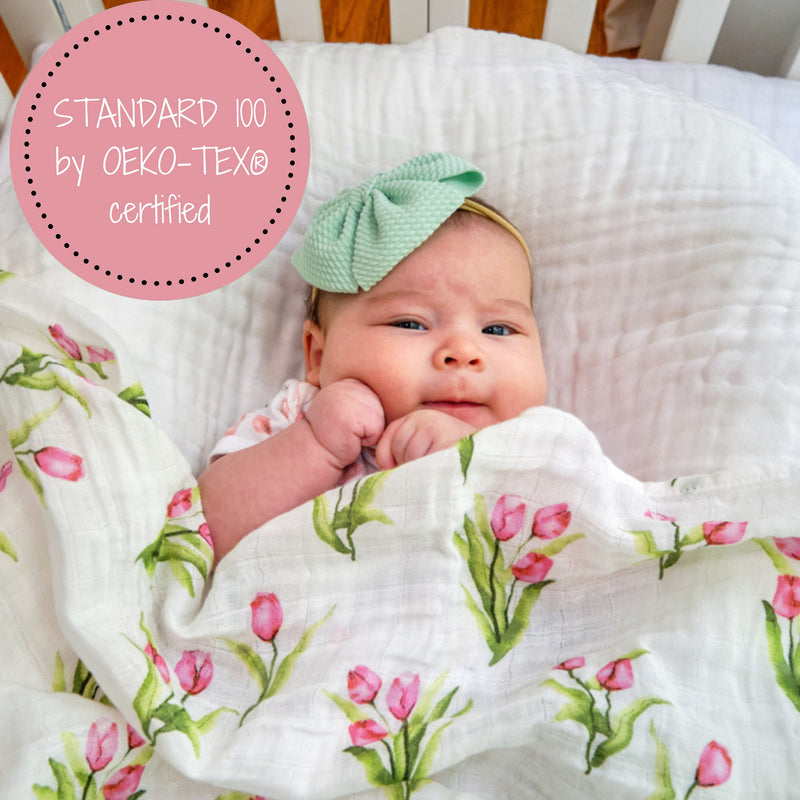 Tulip Garden Baby Muslin Swaddle Blanket