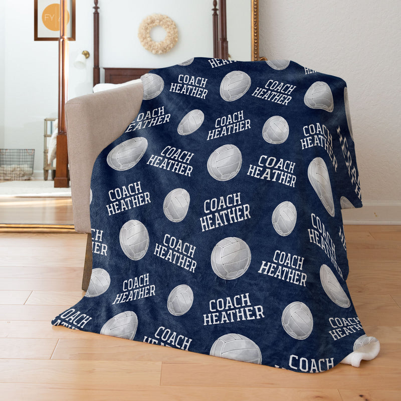 Repeating Name with Volleyballs - Personalized Blanket