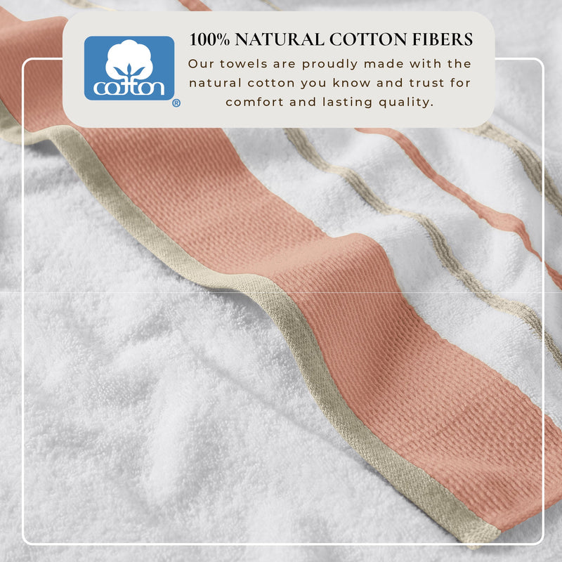 Decorative Cotton Stripe Bath Towel Set - Noelle Collection