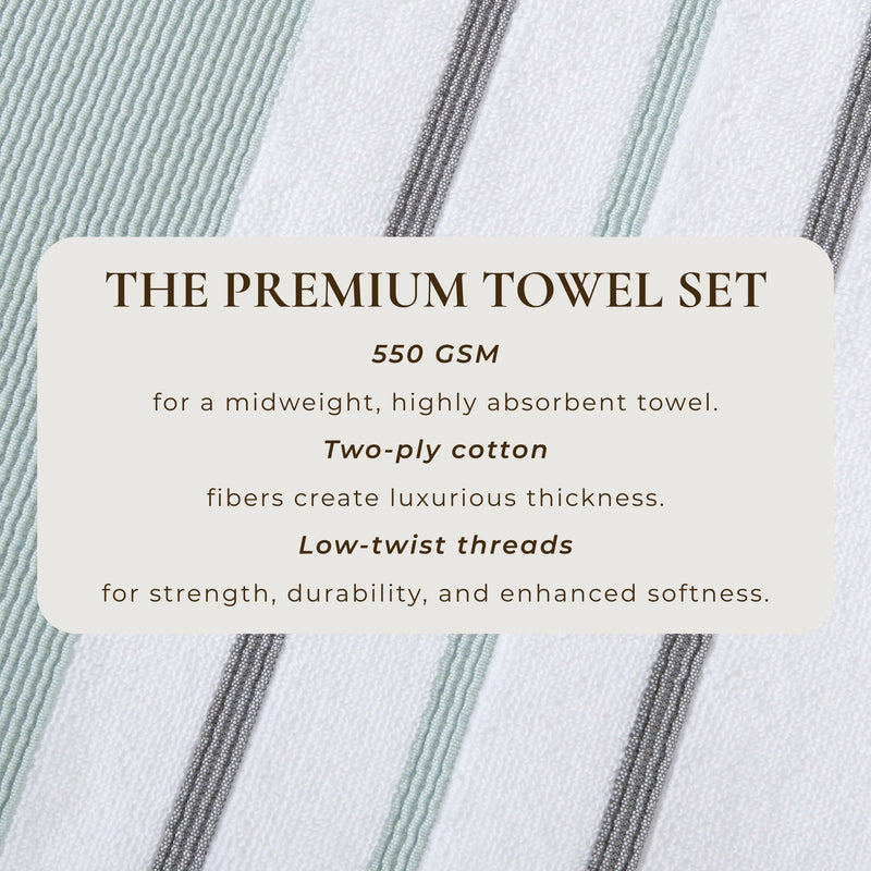 Decorative Cotton Stripe Bath Towel Set - Noelle Collection