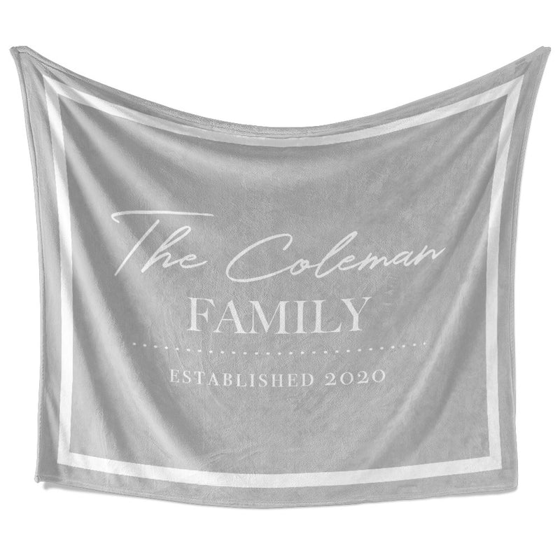 Solid background with white outline box - Personalized Family Name  - Blanket