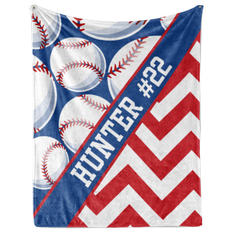 Baseball Pattern with Chevron and Name Plate Stripe - Personalized Blanket