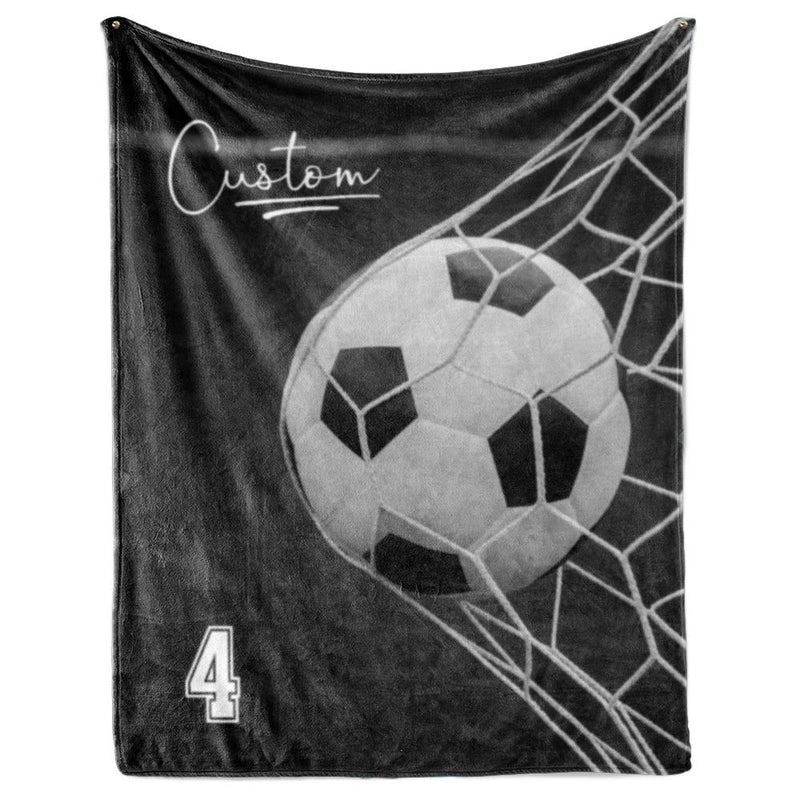 Soccer Goal - Black and White with Signature - Personalized Blanket