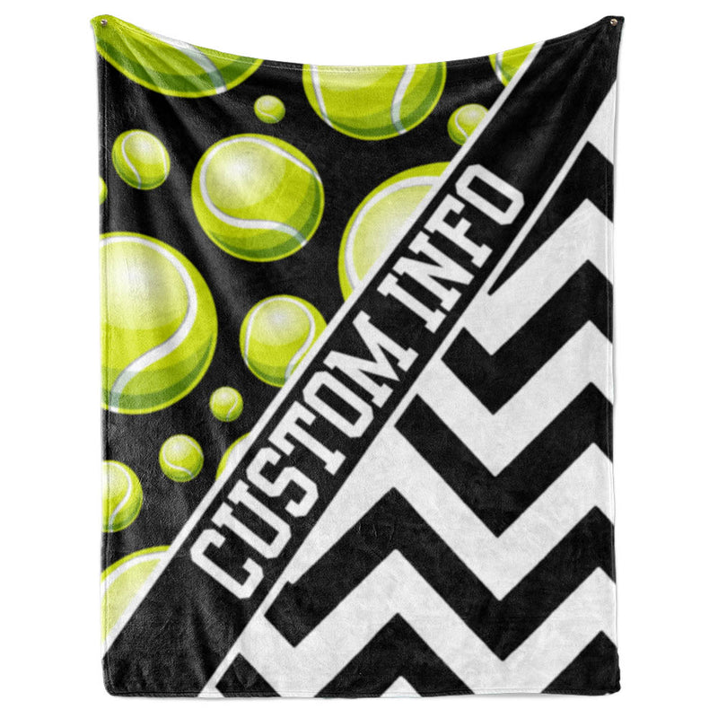 Tennis Pattern with Chevron and Name Plate Stripe - Personalized Blanket